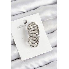 İsmiyle Al Pirinç Yay Model Gümüş Renk Sağ Kıkırdak Küpe