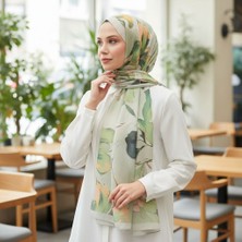 Revam Collection Gül Desen Yeşil Pamuk Şal Pamuksoft Kumaş Özellikleri ile Günlük Kullanım İçin