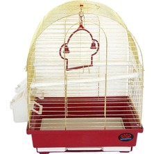 İsmiyle Al Dayang Iki Kapılı Davul Muhabbet Kuş Kafesi Kırmızı/sarı 30X23X40 cm