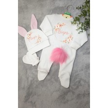 Moda Lime Isimli Çiçek Çelenkli Bebek Tulum Seti – Organik Pamuk – Kişiye Özel – Bebek Cildine Uygun