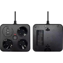 İsmiyle Al Akım Korumalı Anahtarlı Priz - 3x Priz - 2x USB - 2x Type-C - 2 mt Kablo Hızlı Şarj Özellikli