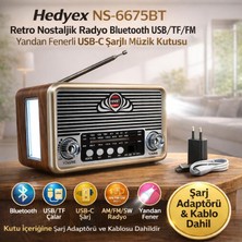 Hedyex NS-6675BT Retro Nostaljik Radyo Bluetooth Usb/tf/fm Yandan Fenerli Usb-C Şarjlı Müzik Kutusu