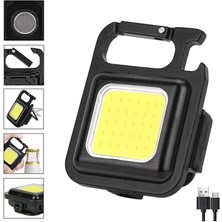 İsmiyle Al Hs-37 LED Anahtarlıklı Cep Boy Cob LED Metal Kasa Mıknatıslı Şişe Açacağı Usb’li Şarj E