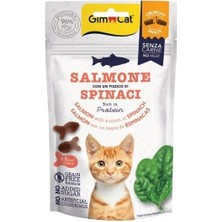 İsmiyle Al Gimcat Crunchy Snacks Somonlu ve Ispanaklı Tahılsız Kedi Ödül Maması 1 Adet 50 gr