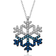 Tienda Elegante Gümüş Mavi Taşlı Kar Tanesi Kadın Kolye