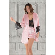 Subutu Pudra Kadife Sabahlık &amp; Gecelik Takım 2' Li