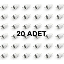 İNWATT Erkek Fiş 20 Adet Topraklı Yüksek Dayanımlı Beyaz