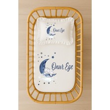 Moda Lime Isimli Bebek Nevresim Takımı 70X120 – Ay Üzerinde Uyuyan Fil Tasarım Fırfırlı Dolgulu Yastıklı