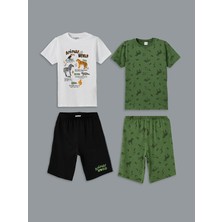 Lc Waikiki Yeni Sezon Bisiklet Yaka Erkek Çocuk Şortlu Pijama Takımı 2'li