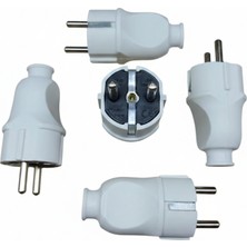 İNWATT Erkek Fiş 5 Adet Topraklı Yüksek Dayanımlı Beyaz