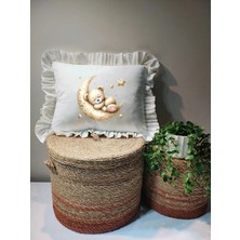 Moda Lime Isme Özel Baskılı Fırfırlı Bebek Dolgulu Yastık Hediyelik (Takı Yastığı Olarakta Kullanılabilir)