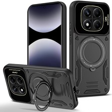 M.TK Moveteck Xiaomi Redmi Note 15 Pro+ Plus Kılıf Magsafe Dönebilen Halkalı Standlı Gold Detaylı Tam Kamera Lensli Korumalı Military Tank Kapak