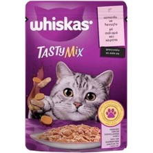 İsmiyle Al Whiskas Pouch Tasty Mix Sos Içerisinde Somonlu ve Havuçlu Yetişkin Konserve Kedi Maması 1 Adet