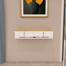 Morepp Roza 90 cm Kapaklı, Raflı ,duvara Monte Dresuar Safirmeşe-Beyaz-Gümüş