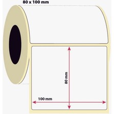 Defu 80X100 mm Termal Barkod Koli Etiketi 500 Lü Sarım 4 Rulo 40MM Kuka Toplam 2000 Adet