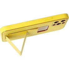 Store Mania Ieg™  Iphone 12 Pro Kılıf Coco Deri Standlı Kapak - Sarı