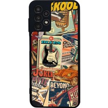 Scaleta Case Samsung Galaxy A13/A23 Uyumlu Retro Tasarımlı Glossy Mat Siyah Silikon Telefon Kılıfı