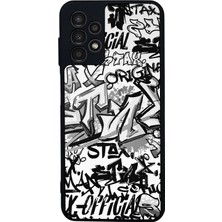 Scaleta Case Samsung Galaxy A13/A23 Uyumlu Grafiti Tasarımlı Glossy Mat Siyah Silikon Telefon Kılıfı