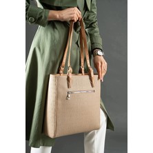 Just Polo  Kadın Gofraj Baskılı Büyük Boy Omuz Çantası 4067MH