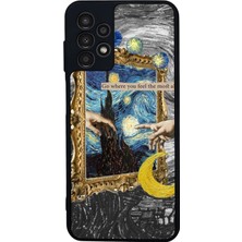 Scaleta Case Samsung Galaxy A13/A23 Uyumlu Tablo Tasarımlı Glossy Mat Siyah Silikon Telefon Kılıfı