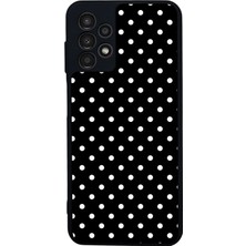 Scaleta Case Samsung Galaxy A13/A23 Uyumlu Puantiye Tasarımlı Glossy Mat Siyah Silikon Telefon Kılıfı