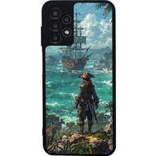 Scaleta Case Samsung Galaxy A13/A23 Uyumlu Korsan Tasarımlı Glossy Mat Siyah Silikon Telefon Kılıfı