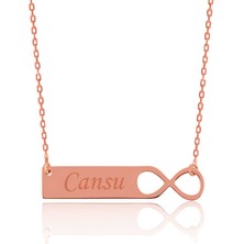 Tienda Elegante Gümüş Sonsuzluk Plaka İsimli Kolye