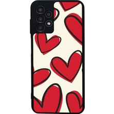 Scaleta Case Samsung Galaxy A13/A23 Uyumlu Kalp Tasarımlı Glossy Mat Siyah Silikon Telefon Kılıfı