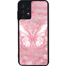 Scaleta Case Samsung Galaxy A13/A23 Uyumlu Kelebek Tasarımlı Glossy Mat Siyah Silikon Telefon Kılıfı