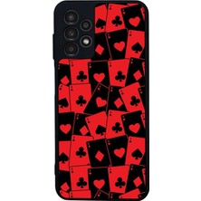 Scaleta Case Samsung Galaxy A13/A23 Uyumlu Iskambil Kağıdı Tasarımlı Glossy Mat Siyah Silikon Telefon Kılıfı