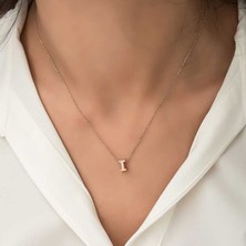 Tienda Elegante Gümüş Rose 3 Boyutlu I Harf Bayan Kolye