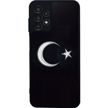 Scaleta Case Samsung Galaxy A13/A23 Uyumlu Türk Bayrağı Tasarımlı Glossy Mat Siyah Silikon Telefon Kılıfı
