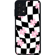 Scaleta Case Samsung Galaxy A13/A23 Uyumlu Dama Desenli Tasarımlı Glossy Mat Siyah Silikon Telefon Kılıfı