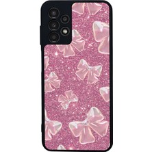 Scaleta Case Samsung Galaxy A13/A23 Uyumlu Kurdele Tasarımlı Glossy Mat Siyah Silikon Telefon Kılıfı