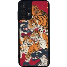 Scaleta Case Samsung Galaxy A13/A23 Uyumlu Kaplan Tasarımlı Glossy Mat Siyah Silikon Telefon Kılıfı