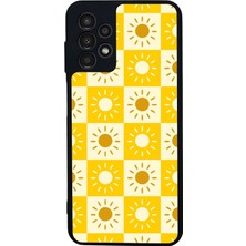 Scaleta Case Samsung Galaxy A13/A23 Uyumlu Güneş Tasarımlı Glossy Mat Siyah Silikon Telefon Kılıfı