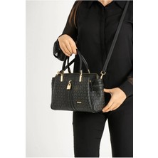 Just Polo  Kadın Siyah Monogram El ve Omuz Çantası Yeni Sezon 2201MH