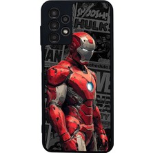 Scaleta Case Samsung Galaxy A13/A23 Uyumlu Iron Man Tasarımlı Glossy Mat Siyah Silikon Telefon Kılıfı