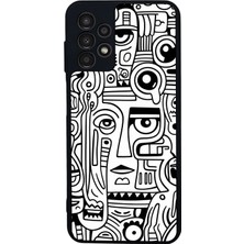 Scaleta Case Samsung Galaxy A13/A23 Uyumlu Vintage Tasarımlı Glossy Mat Siyah Silikon Telefon Kılıfı