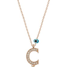 Tienda Elegante Gümüş Nazar Rose Ç Harfi Kadın Kolye