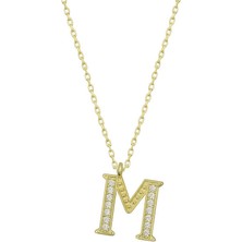 Tienda Elegante Gümüş Gold M Harfi Kadın Kolye
