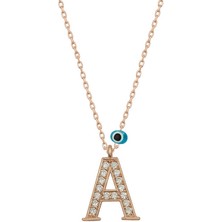 Tienda Elegante Gümüş Nazar Rose A Harfi Kadın Kolye