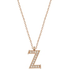 Tienda Elegante Gümüş Rose Z Harfi Kadın Kolye