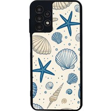 Scaleta Case Samsung Galaxy A13/A23 Uyumlu Deniz Kabuğu Tasarımlı Glossy Mat Siyah Silikon Telefon Kılıfı