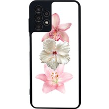 Scaleta Case Samsung Galaxy A13/A23 Uyumlu Solo Çiçek Tasarımlı Glossy Mat Siyah Silikon Telefon Kılıfı