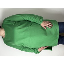 Yaşar Triko Kadın Yeşil Uzun Kollu Bilek Lastikli Bisiklet Yaka Yırtmaçlı Çift Cepli Tunik