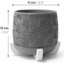 DenizCanlilari Modern Desenli 3D Baskı Saksı | Ayaklı Dekoratif Çiçeklik | Drenaj Delikli | 13 cm Boy 11 cm Çap