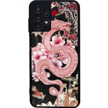 Scaleta Case Samsung Galaxy A13/A23 Uyumlu Ejderha Tasarımlı Glossy Mat Siyah Silikon Telefon Kılıfı