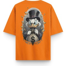 Overoz Varyemez Amca Sırt Baskılı Yarı Oversize Unisex Turuncu Tshirt 1380