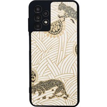 Scaleta Case Samsung Galaxy A13/A23 Uyumlu Monogram Tasarımlı Glossy Mat Siyah Silikon Telefon Kılıfı